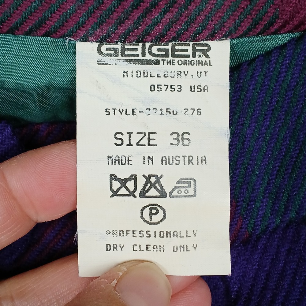 VTG Geiger Wool Skirt Women EU 36 US 4 Plaid Pleated A-Line Long Cottagecore - Picture 8 of 11